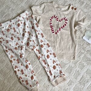 3/$16!! Beige Candy-Heart Pajama Set with Gingerbread Print